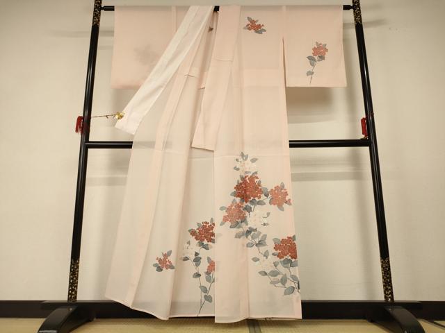 平和屋着物*夏物 訪問着 絽 草花文 反端付き 正絹 逸品 AABE1297jd