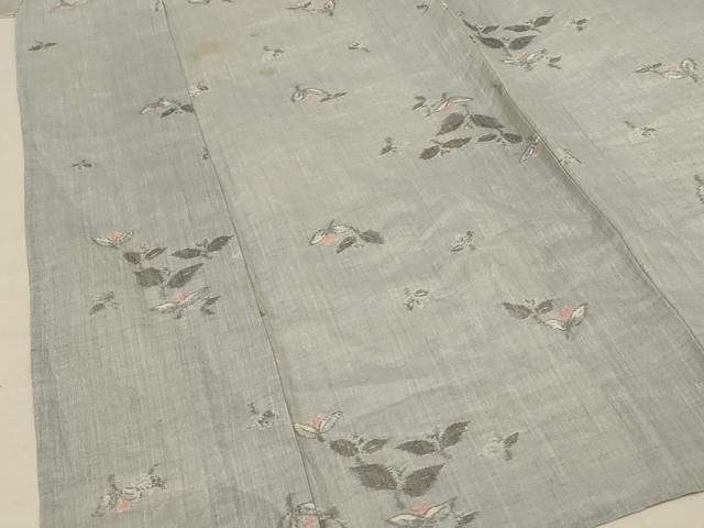 平和屋着物*夏物 本場小千谷ちぢみ 草花文 麻 逸品 AABL9377cs