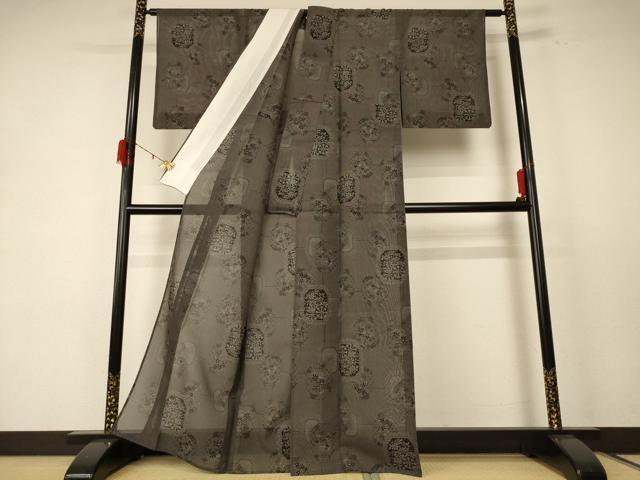 平和屋着物*夏物 本場大島紬 夏大島 花絵皿文 正絹 逸品 AABE1311jd
