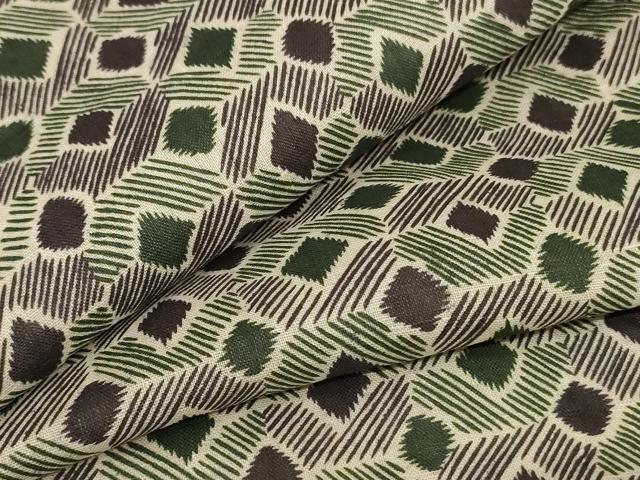 平和屋着物*夏物 本場小千谷ちぢみ 幾何学文様 麻 逸品 AABE1314jd