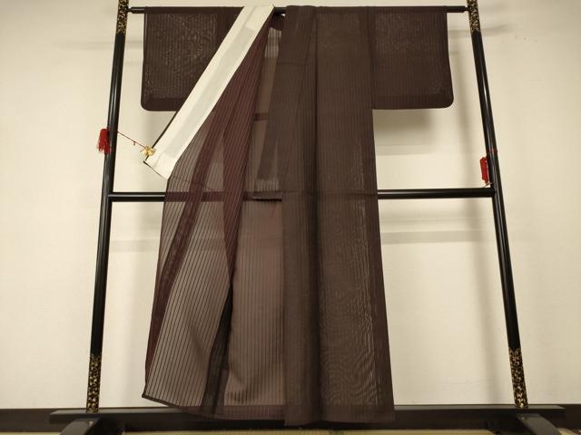 平和屋着物*夏物 色無地 紗 赤墨色 正絹 逸品 AABE1315jd