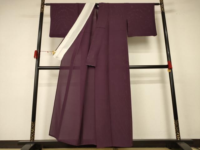 平和屋着物*夏物 色無地 絽 紫鳶色 正絹 逸品 AABE1334jd
