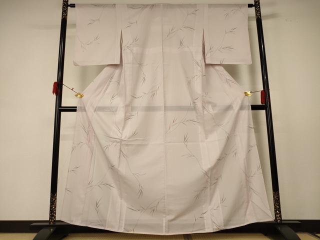 平和屋着物*夏物 小紋 絽 枝葉文 洗える着物 AABE1360jd