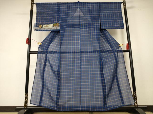 平和屋着物*夏物 本場琉球絣 夏琉球 格子 証紙付き 正絹 逸品 AABE1361jd