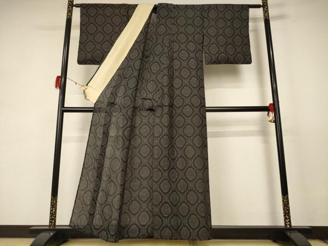 平和屋着物*夏物 石川県指定無形文化財 能登上布 本麻手織上布 幾何学文様 麻 逸品 AABE1363jd