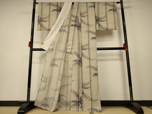 平和屋着物*夏物 小紋 紗 枝葉文 洗える着物 AABE1379jd