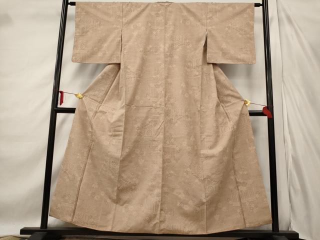 平和屋着物■上質な紬 御所車花文 正絹 逸品 AABE1419st