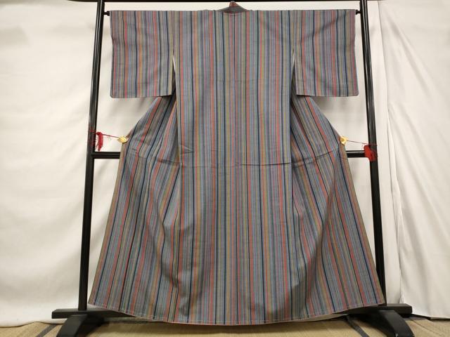 平和屋着物■上質な紬 縞 正絹 逸品 未使用 AABE1442st