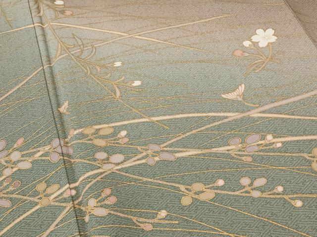 平和屋着物■訪問着 草花文 暈し染め 金彩 正絹 逸品 AABE1508st