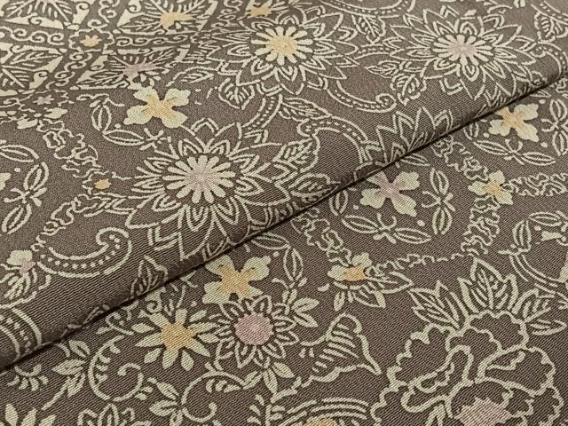 平和屋着物▽上質な小紋 単衣 吉祥更紗花文 正絹 逸品 AABE1566jh