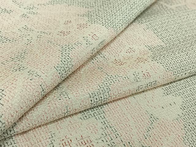 平和屋着物▽本塩沢 単衣 130亀甲 葡萄 正絹 逸品 AABE1568jh