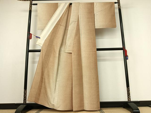 平和屋着物▽上質な紬 単衣 霞文 正絹 逸品 AABE1583jh