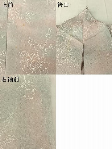 平和屋着物▽上質な小紋 単衣 草花文 暈し染め 鬼しぼ縮緬 正絹 逸品 AABE1587jh