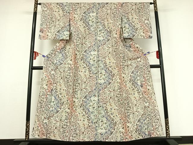 平和屋着物▽上質な小紋 単衣 辻が花 正絹 逸品 AABE1594jh