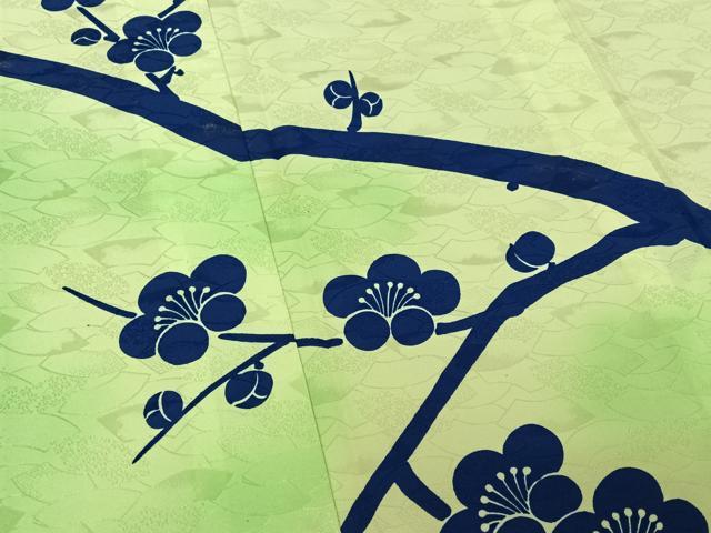 平和屋着物▽訪問着 単衣 枝梅文 暈し染め 金彩 洗える着物 AABE1597jh