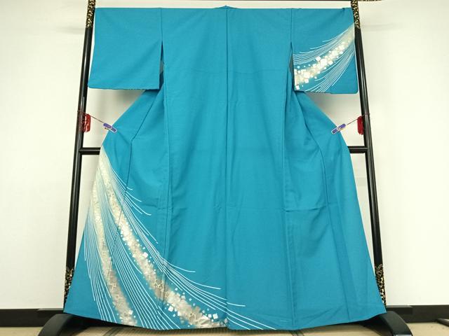 平和屋着物▽訪問着 単衣 箔散らし文様 暈し染め 金銀彩 洗える着物 AABE1600jh
