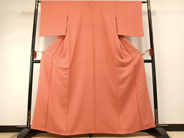 平和屋着物●本草木染作家 瑞寶 色無地 甚三紅色 正絹 逸品 AABE1656fy