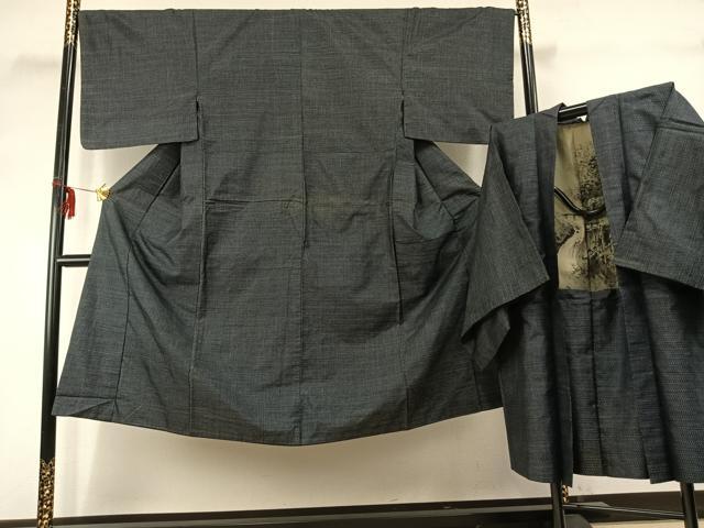 平和屋着物●男性 本場大島紬 アンサンブル 亀甲絣 正絹 逸品 AABE1671fy
