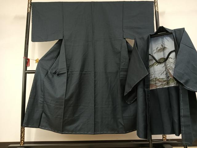 平和屋着物●男性 紬 アンサンブル 亀甲絣 正絹 逸品 AABE1680fy