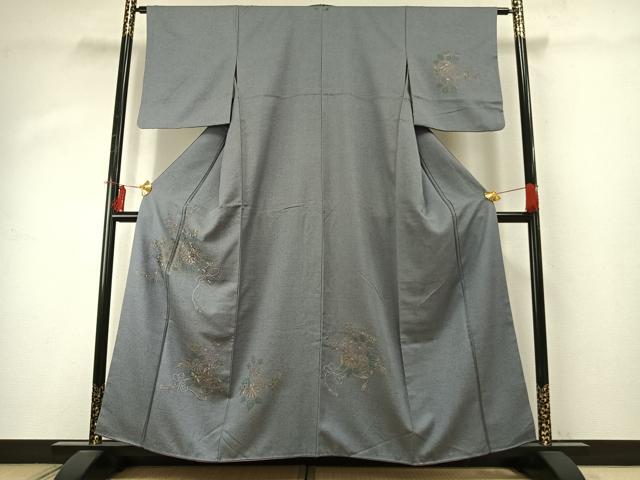 平和屋着物●訪問着 総刺繍 片輪車花文 金糸 正絹 逸品 AABE1690fy