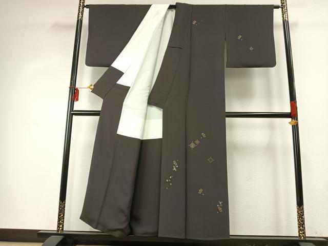 平和屋着物●訪問着 総刺繍 幾何学文様 金銀糸 正絹 逸品 AABE1712fy