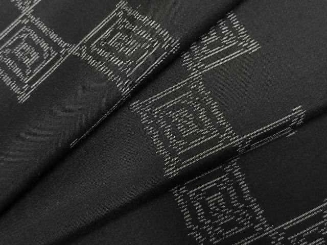平和屋着物●本場大島紬 市松間道 黒地 さが美扱い 正絹 逸品 AABE1765fy