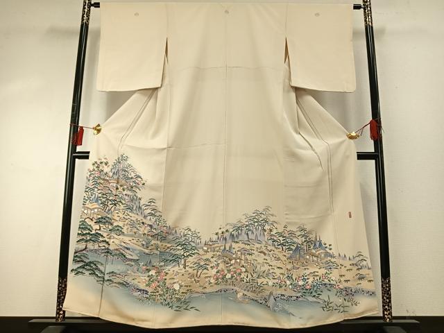 平和屋着物●豪華色留袖 友禅 作家物 風景文 暈し染め 正絹 逸品 AABE1767fy