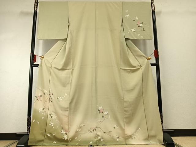 平和屋着物●訪問着 枝花文 暈し染め 正絹 逸品 AABE1783fy