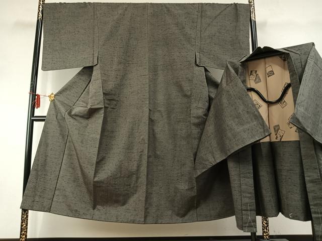 平和屋着物●男性 紬 アンサンブル 霞文 正絹 逸品 未使用 AABE1824fy
