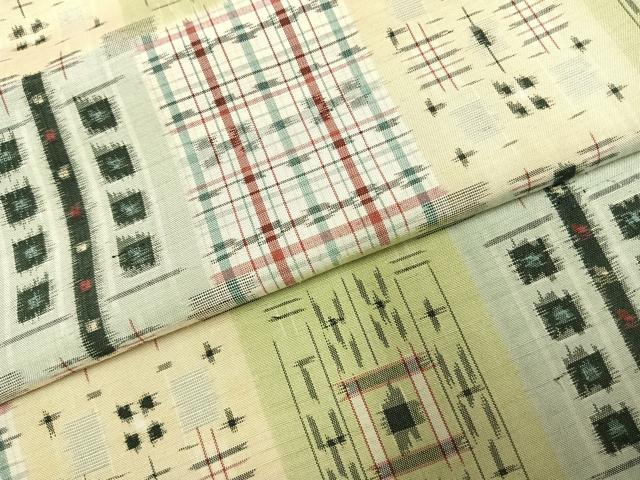 平和屋着物●上質な紬 市松文様 正絹 逸品 AABE1834fy