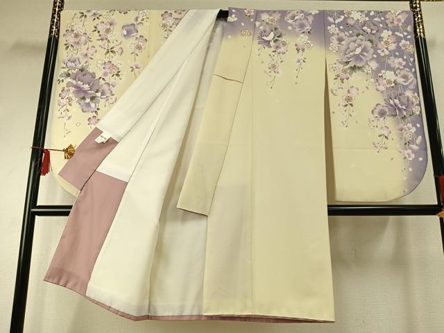 平和屋着物●小振袖 二尺袖 草花文 暈し染め 金彩 洗える着物 AABE1843fy