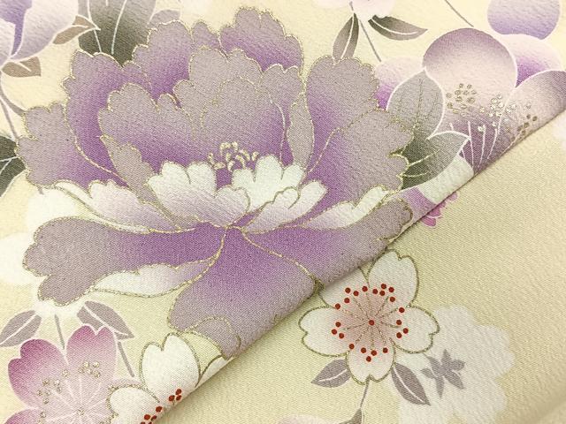 平和屋着物●小振袖 二尺袖 草花文 暈し染め 金彩 洗える着物 AABE1843fy