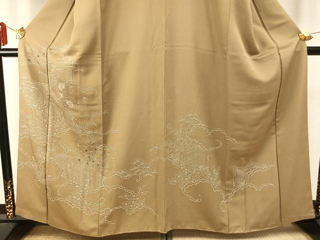 平和屋着物●訪問着 刺繍 雲取り草花文 金糸 正絹 逸品 AABE1849fy