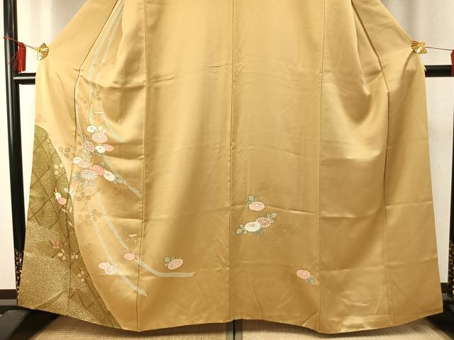 平和屋着物●訪問着 草花文 金彩 正絹 逸品 AABE1897fy