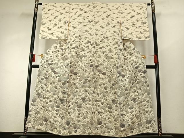 平和屋着物●訪問着 型染め 草花文 正絹 逸品 AABE1927fy
