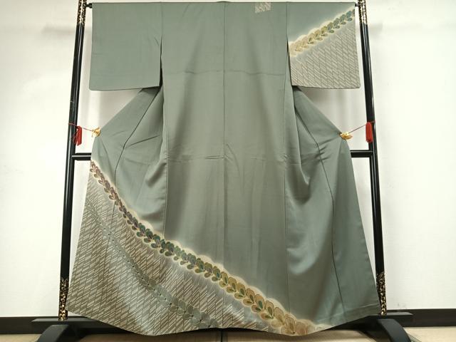平和屋着物●訪問着 舞花文 暈し染め 銀通し地 正絹 逸品 AABE1932fy