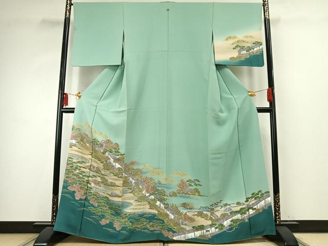 平和屋着物●訪問着 手描き 風景文 暈し染め 正絹 逸品 AABE1954fy