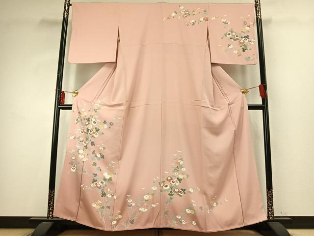 平和屋着物●訪問着 友禅 草花文 正絹 逸品 AABE1963fy
