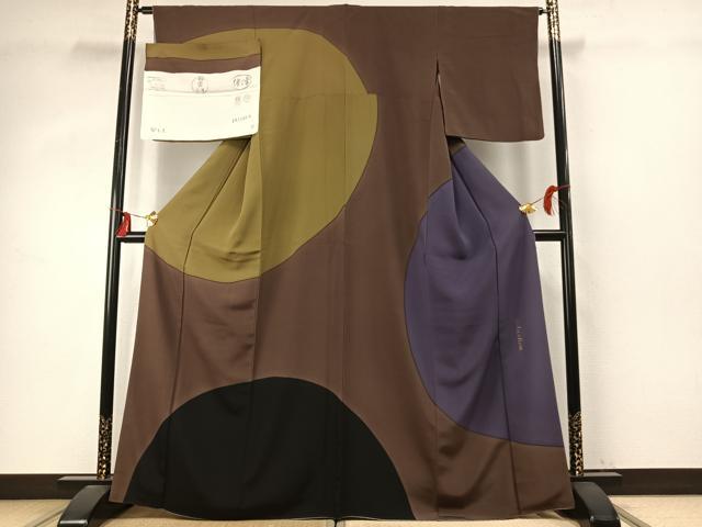 平和屋着物●京都の老舗呉服メーカー ODASHO 小田章 訪問着 伊と幸 幾何学文様 反端付き 正絹 逸品 AABE1989fy