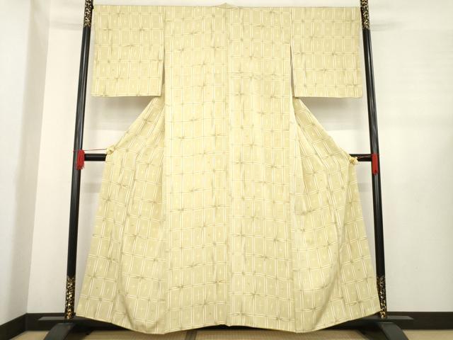 平和屋着物●上質な小紋 格子 正絹 逸品 AABE2034ck