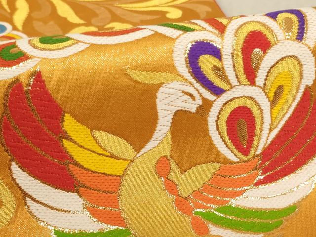 平和屋着物∵子供 全通柄袋帯 唐織 鳳凰文 引き抜き帯 金糸 逸品 AABE2157ja