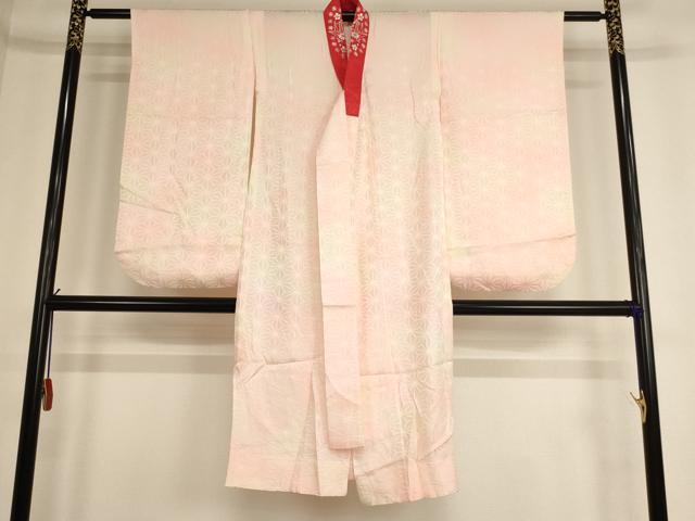 平和屋着物∵子供 女の子 長襦袢 無双仕立て 麻の葉地紋 暈し染め 半衿刺繍 逸品 AABE2375ja