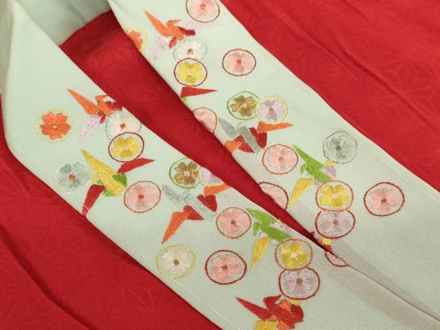 平和屋着物∵子供 女の子 長襦袢 無双仕立て 麻の葉地紋 赤色 逸品 AABE2400ja