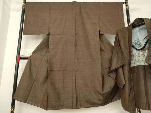 平和屋着物●男性 本場大島紬 アンサンブル 亀甲文 正絹 逸品 未使用 AABE2441ck