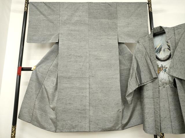 平和屋着物●男性 紬 アンサンブル 霞文 正絹 逸品 AABE2459ck
