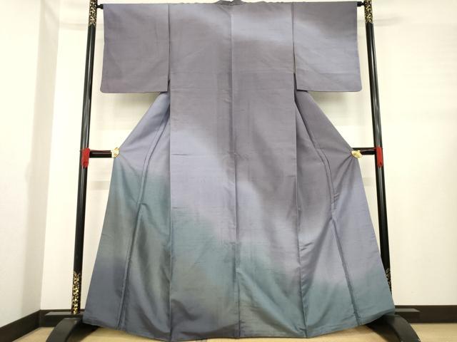 平和屋着物●訪問着 紬地 霞文 暈し染め 正絹 逸品 AABE2492ck