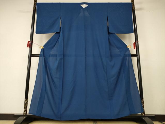 平和屋着物*夏物 色無地 絽 青藍色 正絹 逸品 AABE2637jd