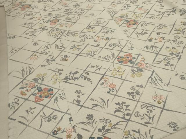 平和屋着物*夏物 小紋 紗 草花文 洗える着物 AABE2646jd