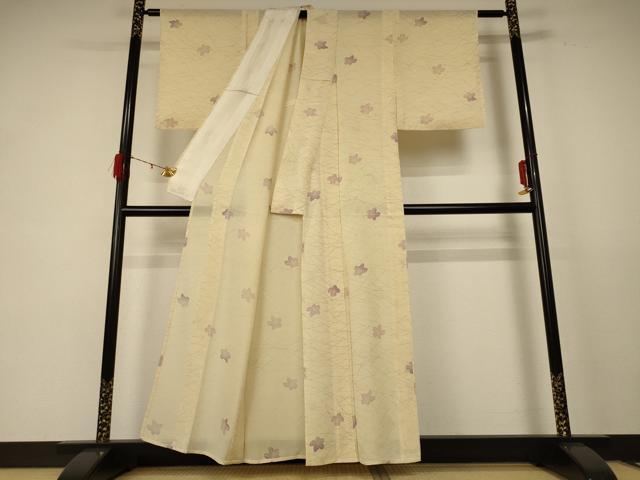 平和屋着物*夏物 小紋 絽 舞花文 正絹 逸品 AABE2654jd