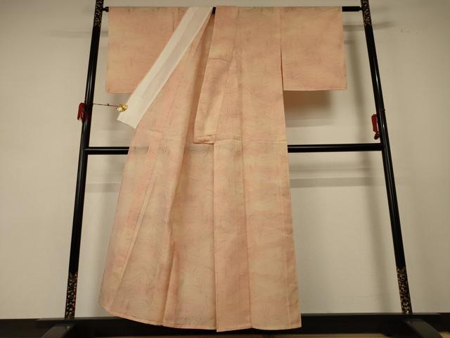 平和屋着物*夏物 小紋 紗 草葉文 暈し染め 正絹 逸品 AABE2669jd